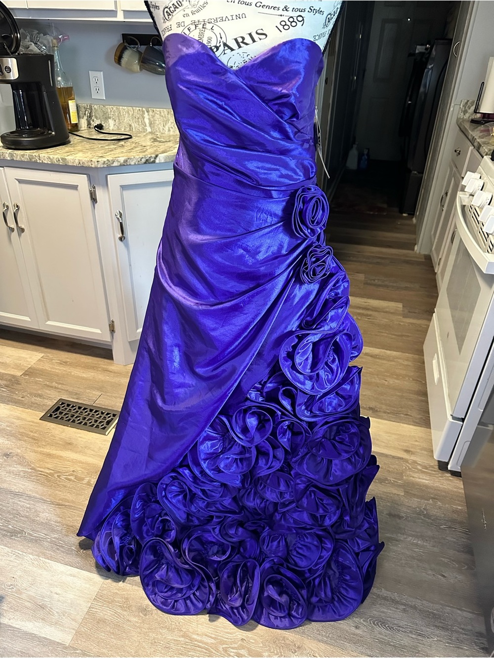Jump Royal Purple Strapless Prom Dress with Rosette Skirt